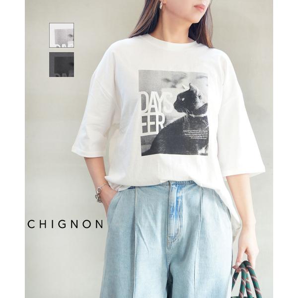 シニヨン アニマルフォト CAT Tee CHIGNON 2026春夏新作 レディース 国内正規品