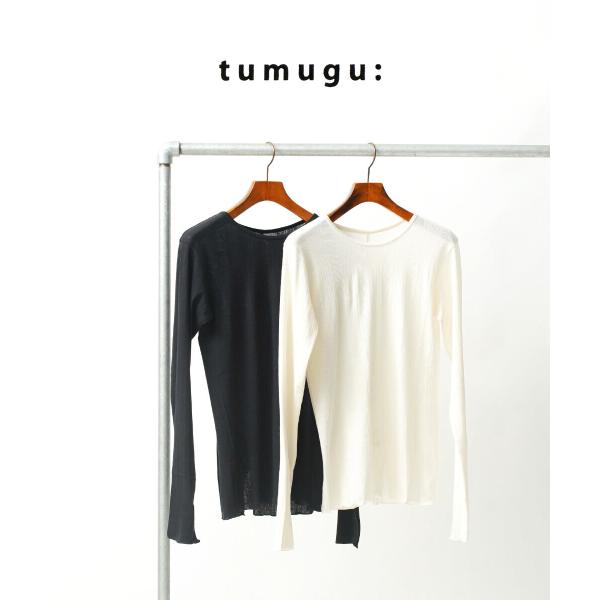 ツムグ スフレランダムテレコクルーネック長袖 tumugu レディース 国内正規品 メール便可能4 ...