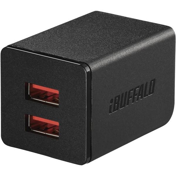 USB充電器 バッファローコクヨサプライ iBUFFALO BSMPA2402P2BK [2.4A ...