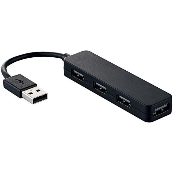 USBハブ エレコム U2H-SN4NBBK [USB2.0ハブ/カラフル/バスパワー/4ポート/ブ...