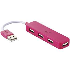 USBハブ エレコム U2H-SN4NBF4PN [USB2.0ハブ/カラフル/バスパワー/4ポート/ピンク/FACE]｜etrend-y