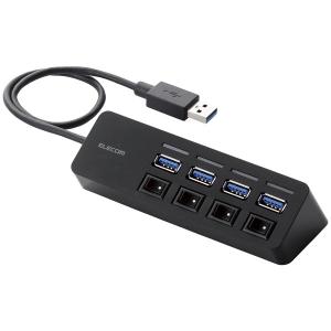 USBハブ エレコム U3H-S418BBK [USB3.0ハブ/個別スイッチ/マグネット/バスパワー/4ポート]｜etrend-y