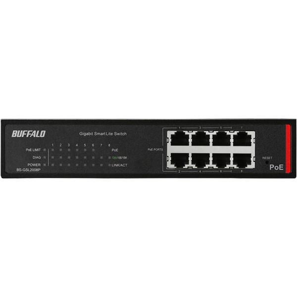 スイッチングハブ バッファロー BS-GSL2008P [法人向け Giga PoE L2 スマート...