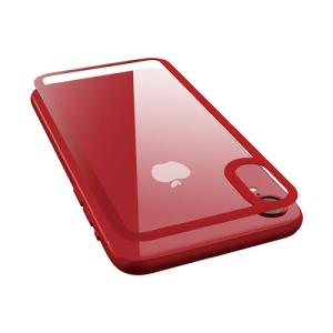 iPhoneケース エレコム PM-A18CFLGGRUCA [iPhone XR/背面ガラスフィルム/カラーフレーム/レッド]｜etrend-y