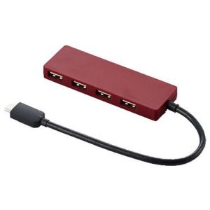 USBハブ エレコム U2HC-A429BRD [USB2.0HUB/Type-C/Aメス4/15cm/レッド]｜etrend-y