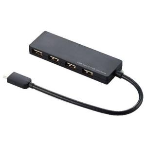 USBハブ エレコム U2HC-A429BBK [USB2.0HUB/Type-C/Aメス4/15cm/ブラック]｜etrend-y