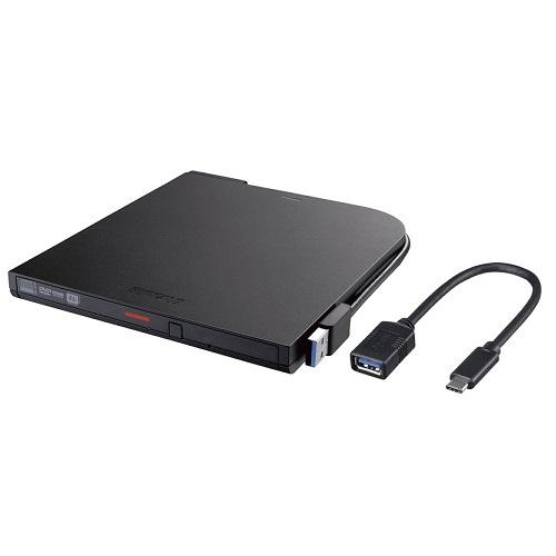 ポータブルDVDドライブ バッファロー DVSM-PTCV8U3-BKB [USB3.2 ポータブル...