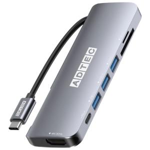 USBハブ ドッキングステーション アドテック AHUB-VCA3P-4K30 [7in1 USB-C HUB (PD (最大60W)、USB-A (5Gbps) x 3、HDMI (4K/30Hz)、microSD/SD]｜etrend-y