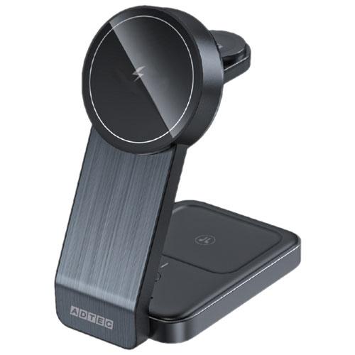 ワイヤレス充電器 アドテック AWPD-V015MEW-BM [マグネット式 3in1 ワイヤレスチ...