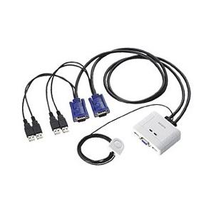 USBパソコン切替器 エレコム KVM-KUSN [USB対応ケーブル一体型切替器 D-sub対応/...