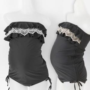 マタニティ 服 水着 ワンピース型 チューブトップ レース フリル 安い オシャレ スイムウェア 妊婦服 メール便可 So632 ウィルマート