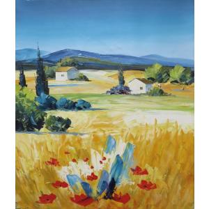 油絵 南仏のラベンダー畑 MA1436 : 絵画制作専門ユーラシアアート