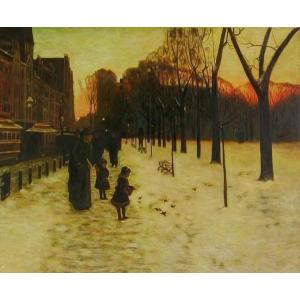 油絵 北上の桜並木 MA581 : 絵画制作専門ユーラシアアート