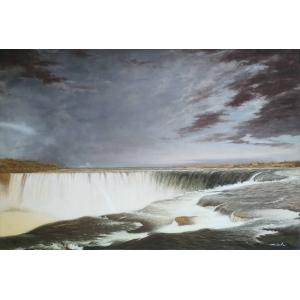 油絵 フレデリック・エドウィン・チャーチ_ナイアガラの滝 MA3135