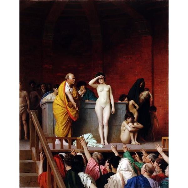 油絵  ジャン=レオン・ジェロームの名作_ローマの奴隷市場  ma2889