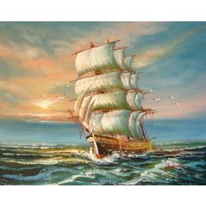油絵 帆船 MA1268 : 絵画制作専門ユーラシアアート - 通販 - Yahoo