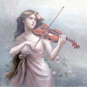 油絵 バイオリン奏者の夢想 MA2970｜eurasia-art
