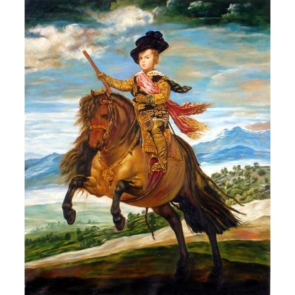 特価油絵 ベラスケスの名作「皇太子バルタサール・カルロス騎馬像」  MA357