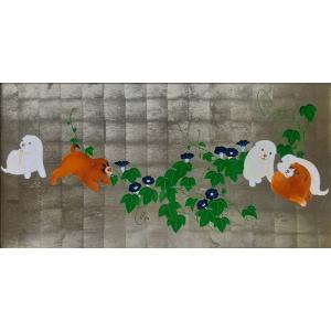 【真作】　円山応挙 「 雨竹風竹図屏風 」　37/180　版画　シール　BK97 雨竹風竹図屏風：円山応挙
