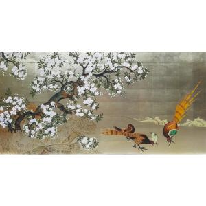 漆絵 狩野永徳の名作_四季花鳥図 NH283 : 絵画制作専門ユーラシア