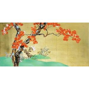 漆絵 酒井抱一の名作_桐菊流水図 NH58 : 絵画制作専門ユーラシア