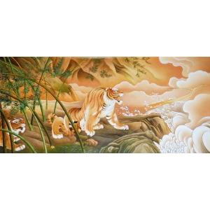 漆絵 円山応挙の名作_雨竹風竹(うちくふうちく)図・左隻 NH112L : 絵画