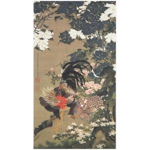 漆絵 伊藤若冲の名作_老松孔雀図 NH294 : 絵画制作専門ユーラシア