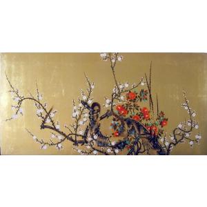 漆絵 円山応挙の名作_雨竹風竹(うちくふうちく)図・左隻 NH112L : 絵画