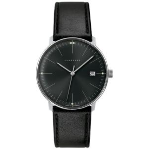 ユンハンス マックス ビル 041 4465 02 サファイアクリスタル 腕時計 メンズ JUNGHANS Max Bill 041/4465.02 レザーストラップ ブラック系｜euro