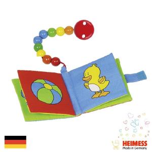 Heimess ハイメス 布絵本 ベーシック クリップ付き | 出産祝い人気のドイツ製、Heimess（ハイメス）のチェーンクリップ(おしゃぶりクリップ)が付いた布絵本です｜eurobus