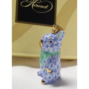 ヘレンド　磁器ペンダント　フィッシュネットブルー　ラビット　VRHB15624　チョーカー紐付き　新...