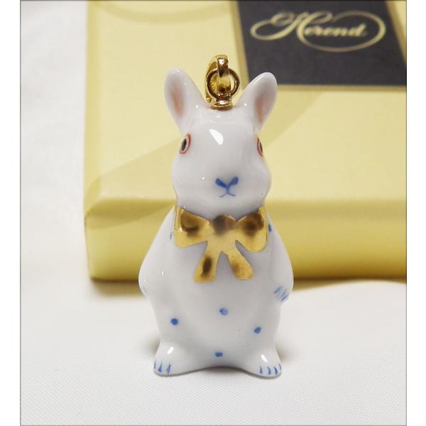 ヘレンド　ペンダント　水玉ブルー　ラビット　C15624　チョーカー紐付き　新品　干支　クリスマス　...