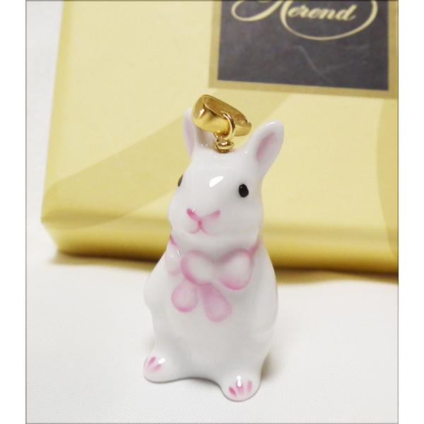 ヘレンド　ペンダント　ウィーンの薔薇　ラビット　VRHE15624　チョーカー紐付き　新品　干支　ク...