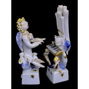 マイセン人形　天使の楽隊 パイプオルガンとオルガン奏者　83336　83365　新品　音楽