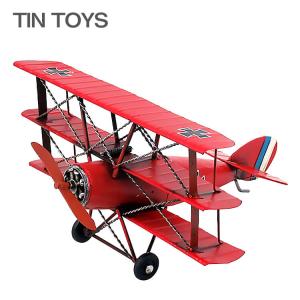飛行機 置物 複葉機 レトロ ブリキ 赤 インテリア : ジェントル