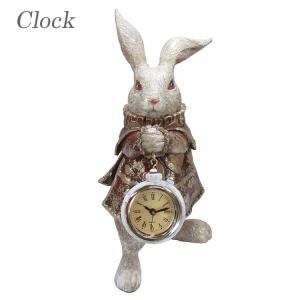 時計 置時計 ラビットクロック clock うさぎ レジン クラシック アンティーク シャビー 可愛い 37305