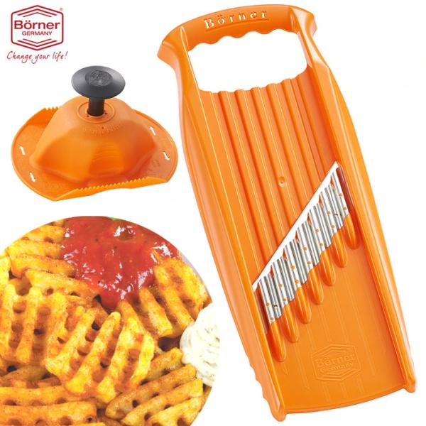ドイツ製　ベルナー　PL 厚切りポテトワッフルスライサーXXL＋安全ホルダーセット オレンジ セット