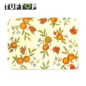 タフトップ TUFTOP ガラスまな板 フルーツ＆花 小 23×30cm  四角 ピーチクリーム アウトレット｜eurokitchen