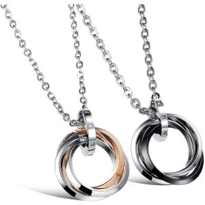 ペアネックレス カップル 2本セット ステンレス ジルコニア