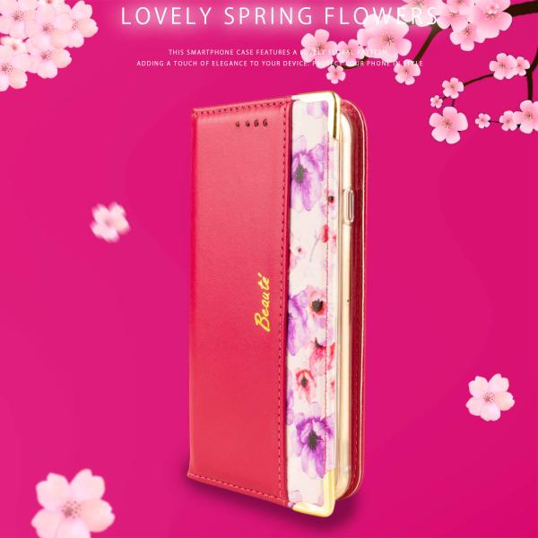 Xperia10VI ケース 手帳型 レッド 赤 花柄 Xperia10V Xperia10IV A...