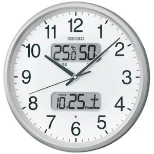 セイコー クロック SEIKO CLOCK 掛け時計 銀色メタリック 電波 アナログ カレンダー 温度 湿度 表示 KX383S