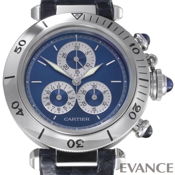 【中古】 カルティエ パシャ クロノリフレックス W3100855 ブルー ボーイズ CARTIER