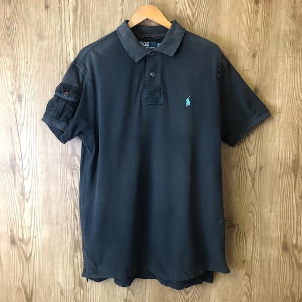 90s VINTAGE Polo by Ralph Lauren USED加工 墨黒 ポロシャツ メ...