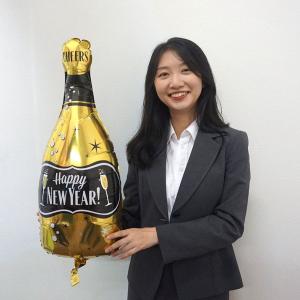 正月装飾バルーン　ブラック＆ゴールド　シャンパンボトル　H66cm　５枚セット /メール便可｜event-ya