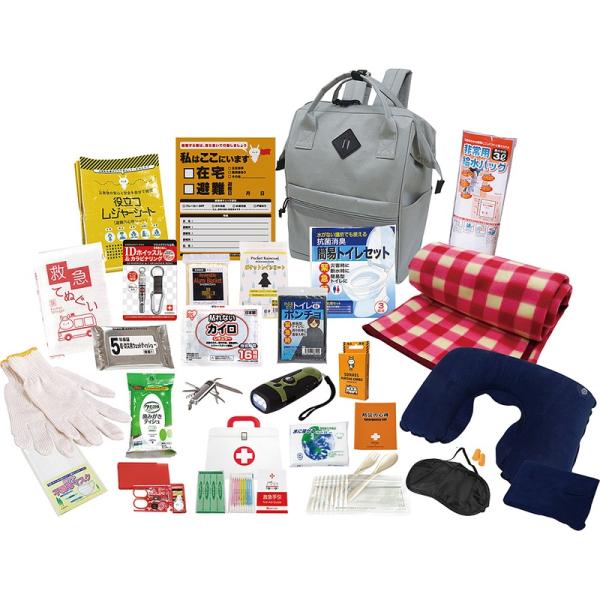がまぐちタイプリュック付　災害対策27点防災セット