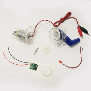 手廻し発電機組立実験キット　1色LED・電子オルゴール・マイクロモーター付属｜event-ya