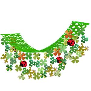 春の装飾　スプリンググリーン　てんとう虫クローバープリーツハンガー　L180cm / 飾り ディスプレイ 緑 葉｜event-ya