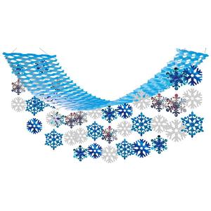 ウィンター装飾　クリスタルスノープリーツハンガー　L180cm / 冬 雪 吊り下げ 飾り｜event-ya