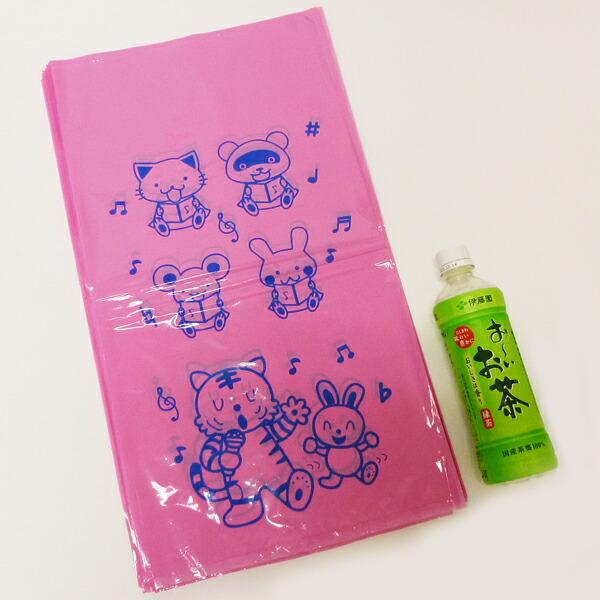 わた菓子袋　アニマルデザイン　ピンク　100枚　【模擬店 夜店 お祭り販売品 縁日食べ物】