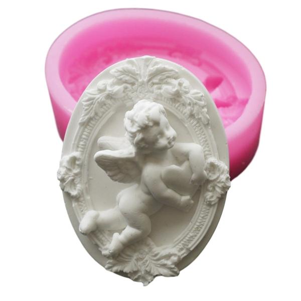 天使 2 エンジェル 妖精 ハート シリコンモールド  アロマハイストーン 石膏  手作り 石鹸  ...